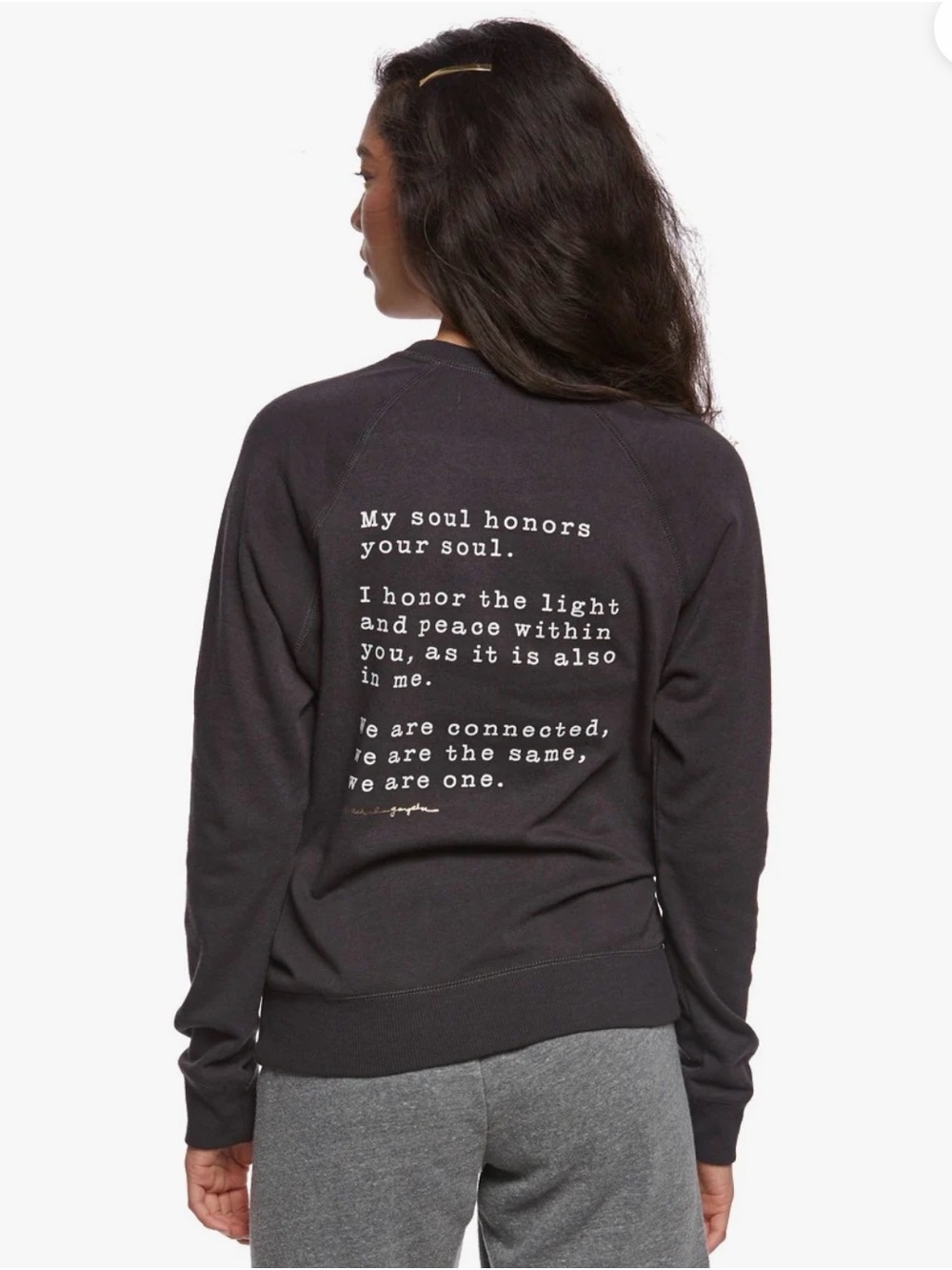 Spiritual Gangster Black Crewneck Sweatshirt with White Text Back Graphic